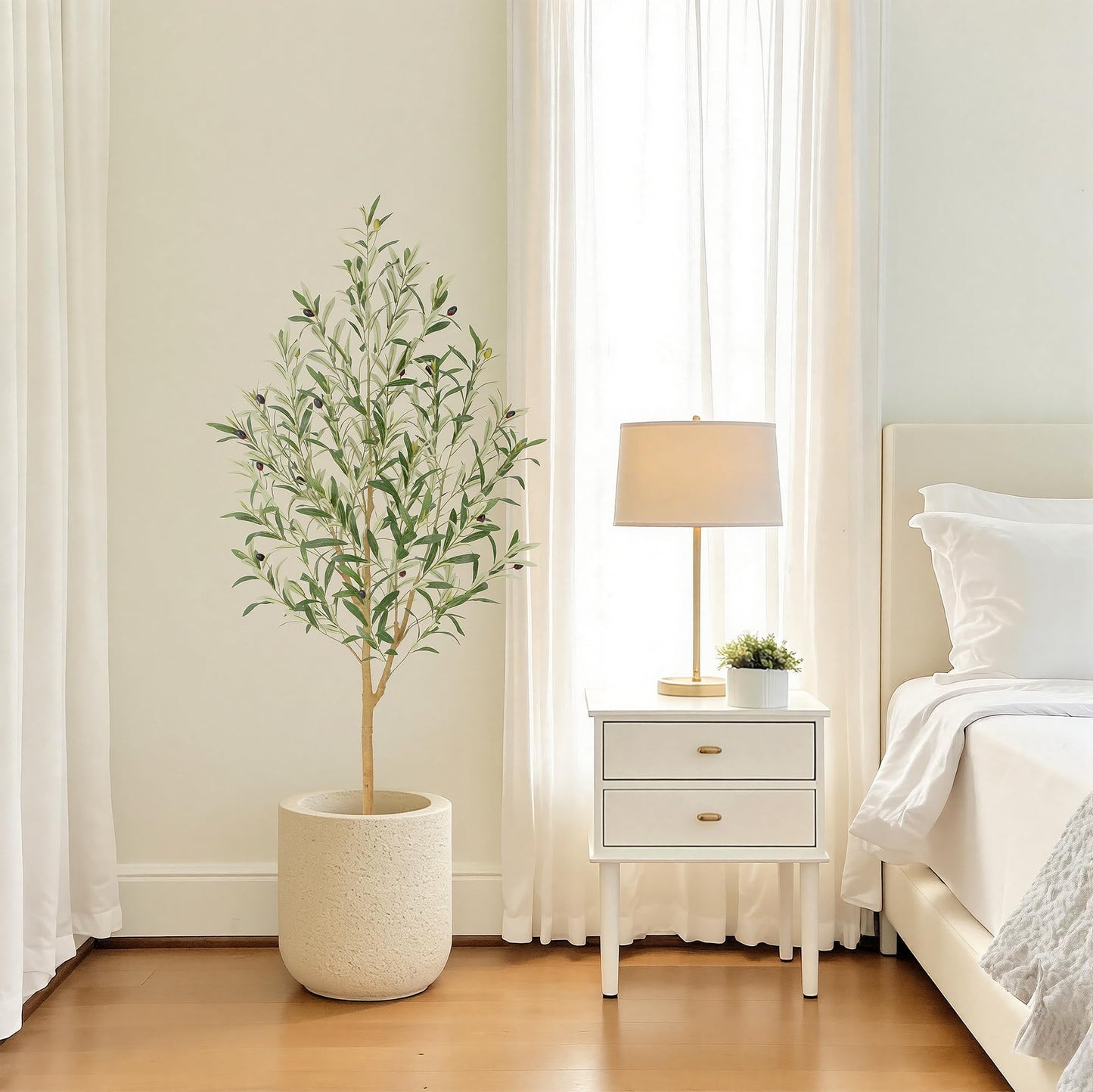 Faux Olive Tree with Real Wood Trunk