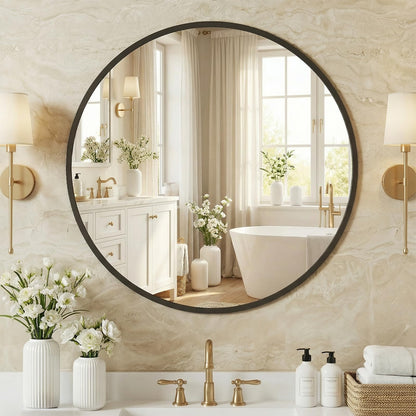 Matte Metal Framed Wall Mirror for Bathroom and Bedroom Vanity Decor