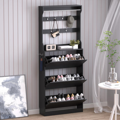 3-Flip Drawer Shoe Cabinet Freestanding Entryway Storage Cabinet