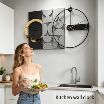 Mid Century Modern Gold Metal Wall Clock Silent Battery Operated 24 Inch Decorative Clock for Living Room Bedroom Office