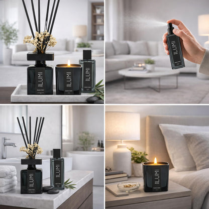 Luxury Home Fragrance Gift Set with Reed Diffuser Candle and Room Spray Dried Flowers Set