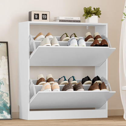 3-Flip Drawer Shoe Cabinet Freestanding Entryway Storage Cabinet