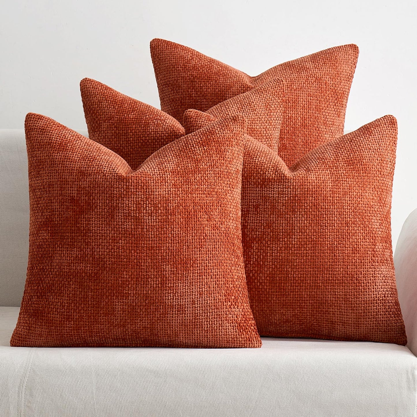 Soft Chenille Throw Pillow Covers Set of 4 Farmhouse Decorative Cushion Covers for Sofa Bedroom Living Room