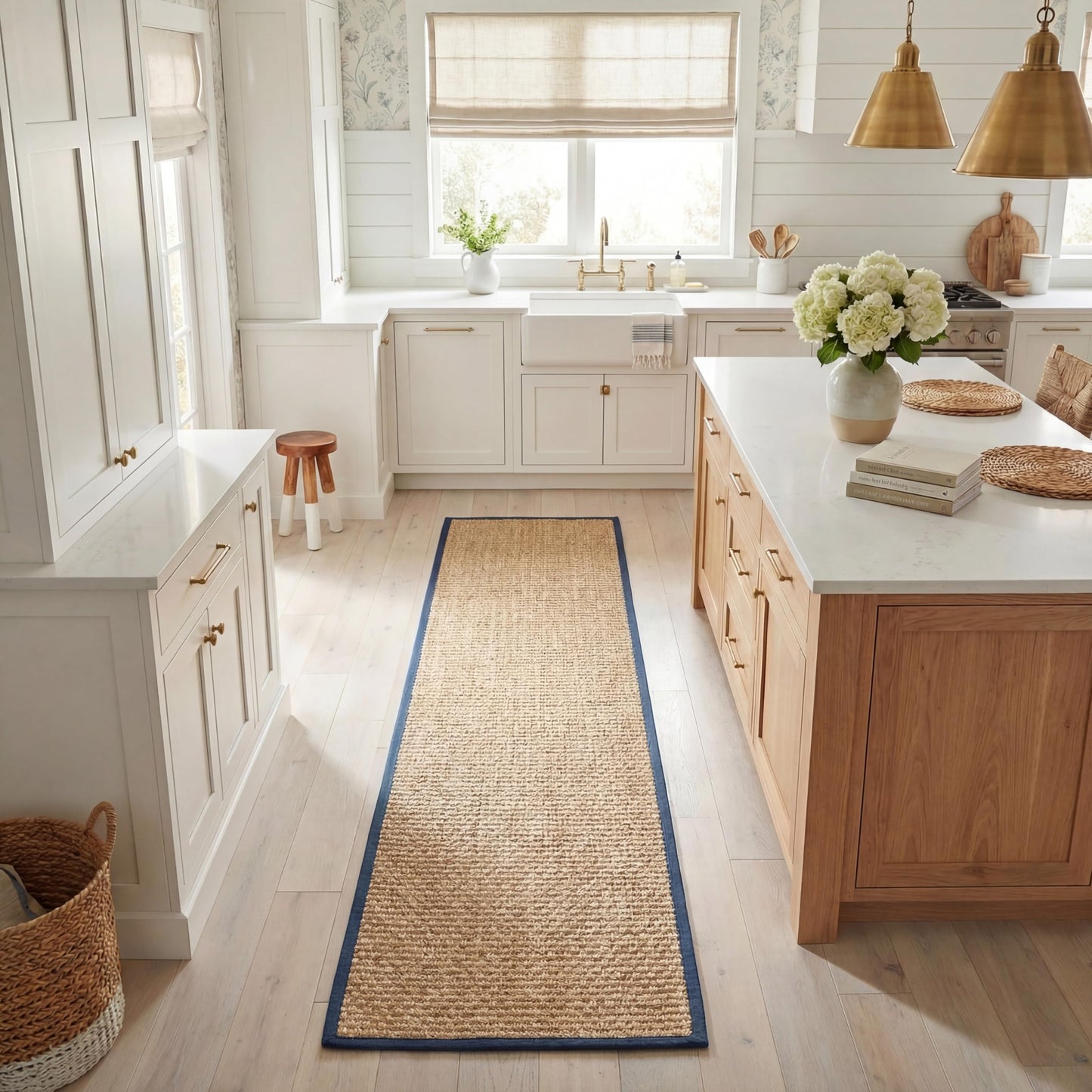 Natural Seagrass Basketweave Area Rug Natural Beige 5x8