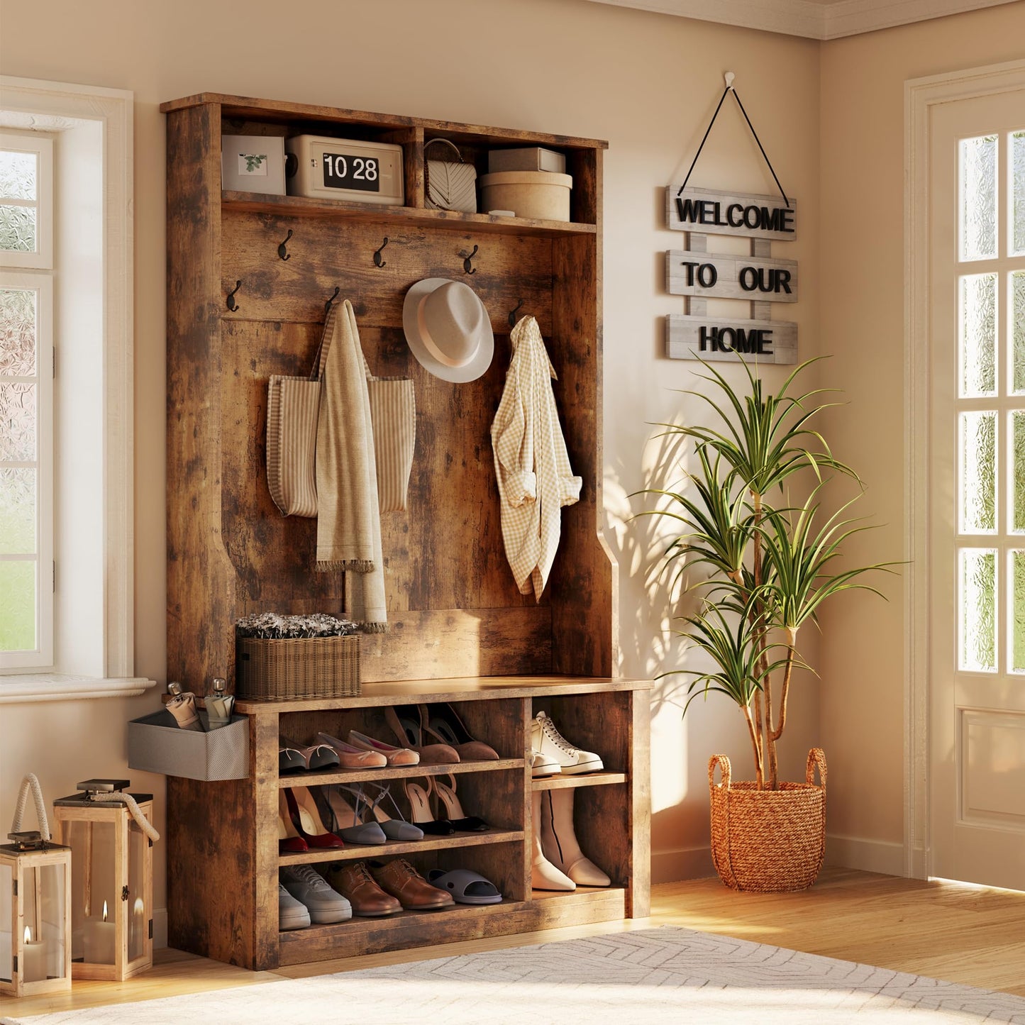 Aiho Hall Tree with Shoe Storage Bench