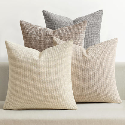 Soft Chenille Throw Pillow Covers Set of 4 Farmhouse Decorative Cushion Covers for Sofa Bedroom Living Room