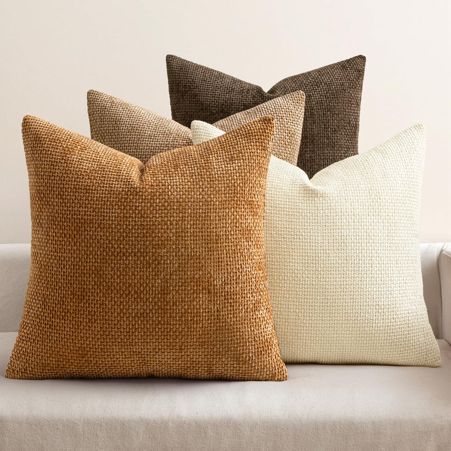Soft Chenille Throw Pillow Covers Set of 4 Farmhouse Decorative Cushion Covers for Sofa Bedroom Living Room