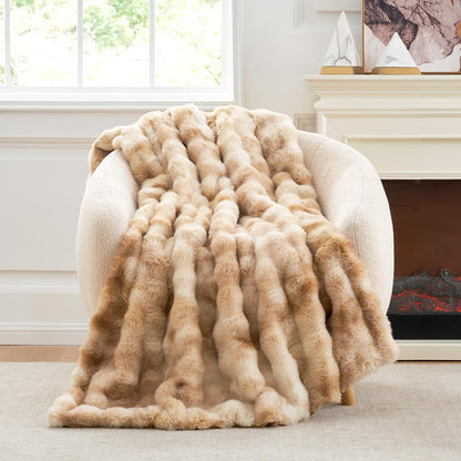 Faux Fur Throw Blanket Soft Plush Bubble Blanket for Couch Sofa Bedroom Living Room