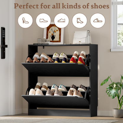 3-Flip Drawer Shoe Cabinet Freestanding Entryway Storage Cabinet