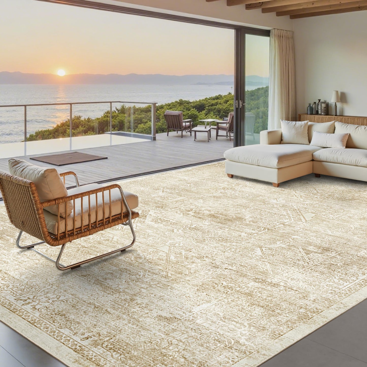 Soalmost Area Rugs for Living Room Dining Room Non-Slip Washable Rug
