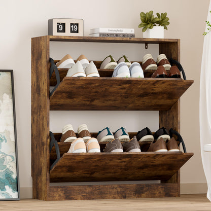 3-Flip Drawer Shoe Cabinet Freestanding Entryway Storage Cabinet