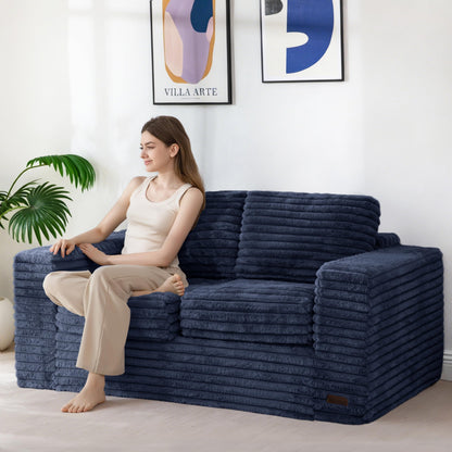 Tufted Loveseat Sofa for Small Spaces No Assembly Bean Bag Style Couch