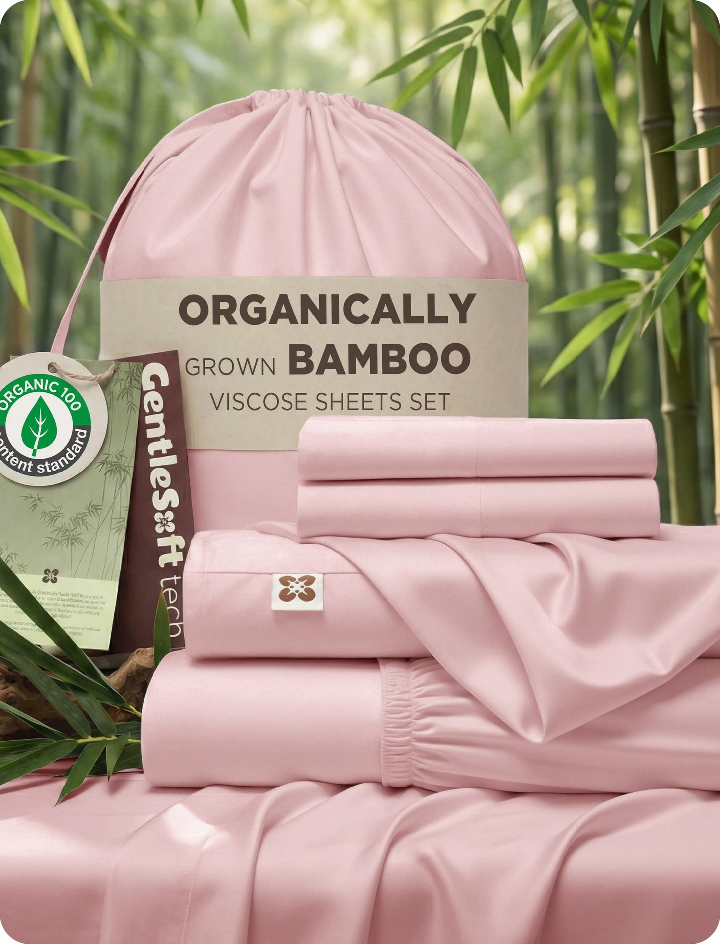 Bamboo Viscose Cooling Bed Sheet Set Deep Pocket Ultra Soft Silky 4 Piece Organic Fabric Sheets