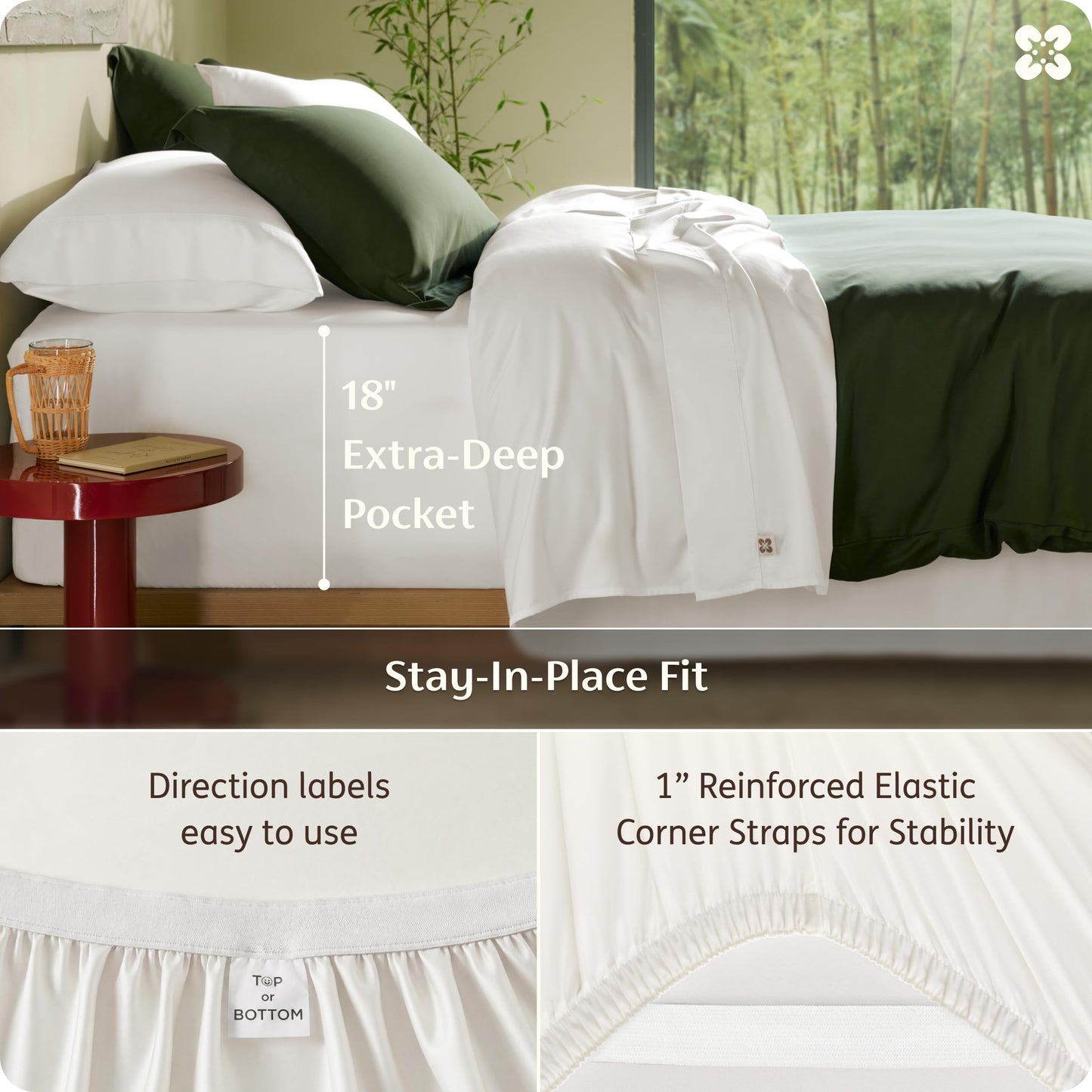 Bamboo Viscose Cooling Bed Sheet Set Deep Pocket Ultra Soft Silky 4 Piece Organic Fabric Sheets