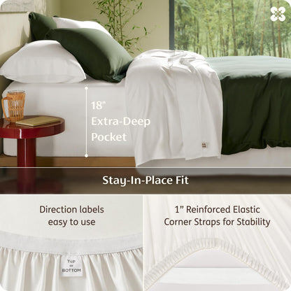 Bamboo Viscose Cooling Bed Sheet Set Deep Pocket Ultra Soft Silky 4 Piece Organic Fabric Sheets