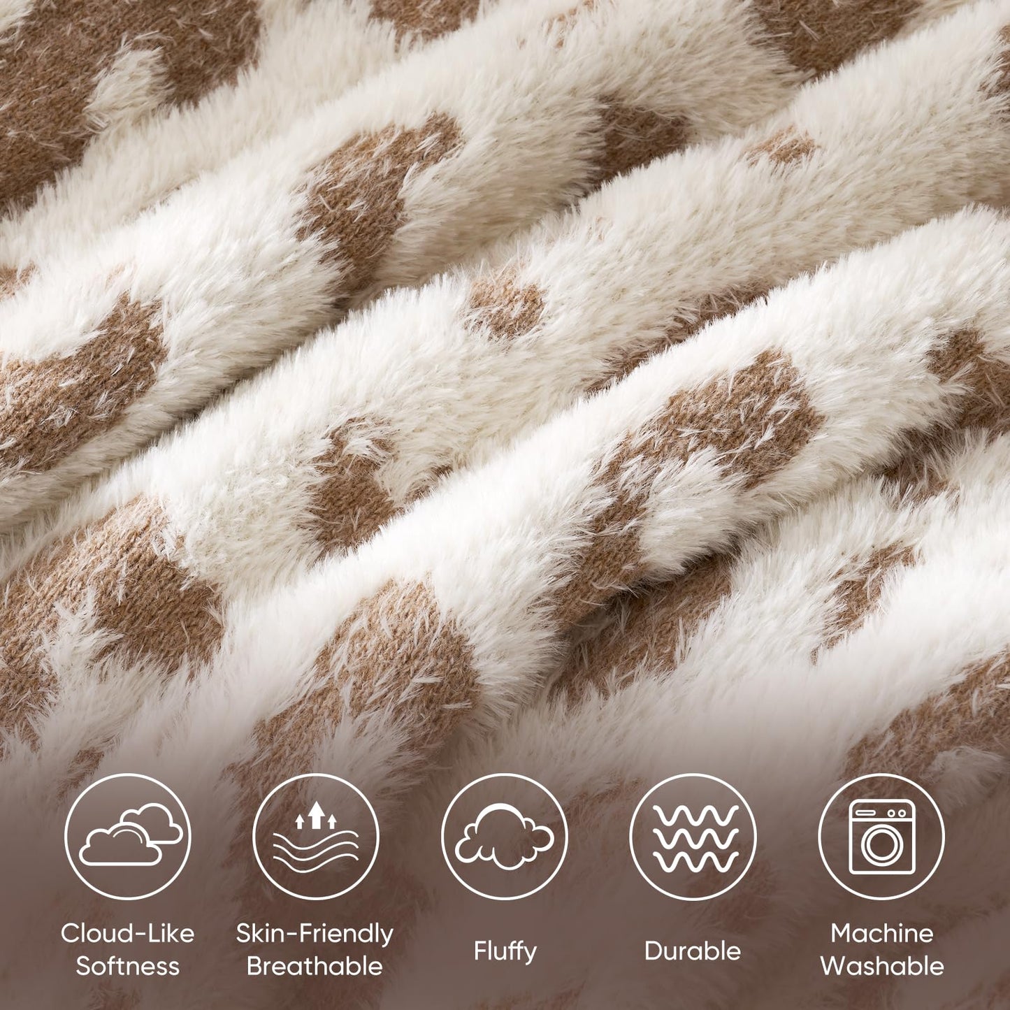 Snuggle Sac Faux Fur Checkered Throw Blanket with Fluffy Microfiber Fabric