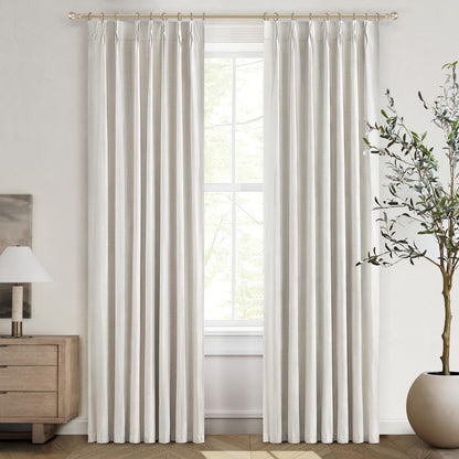 Linen Pinch Pleated Blackout Curtains 2 Panels Drapes for Living Room Bedroom