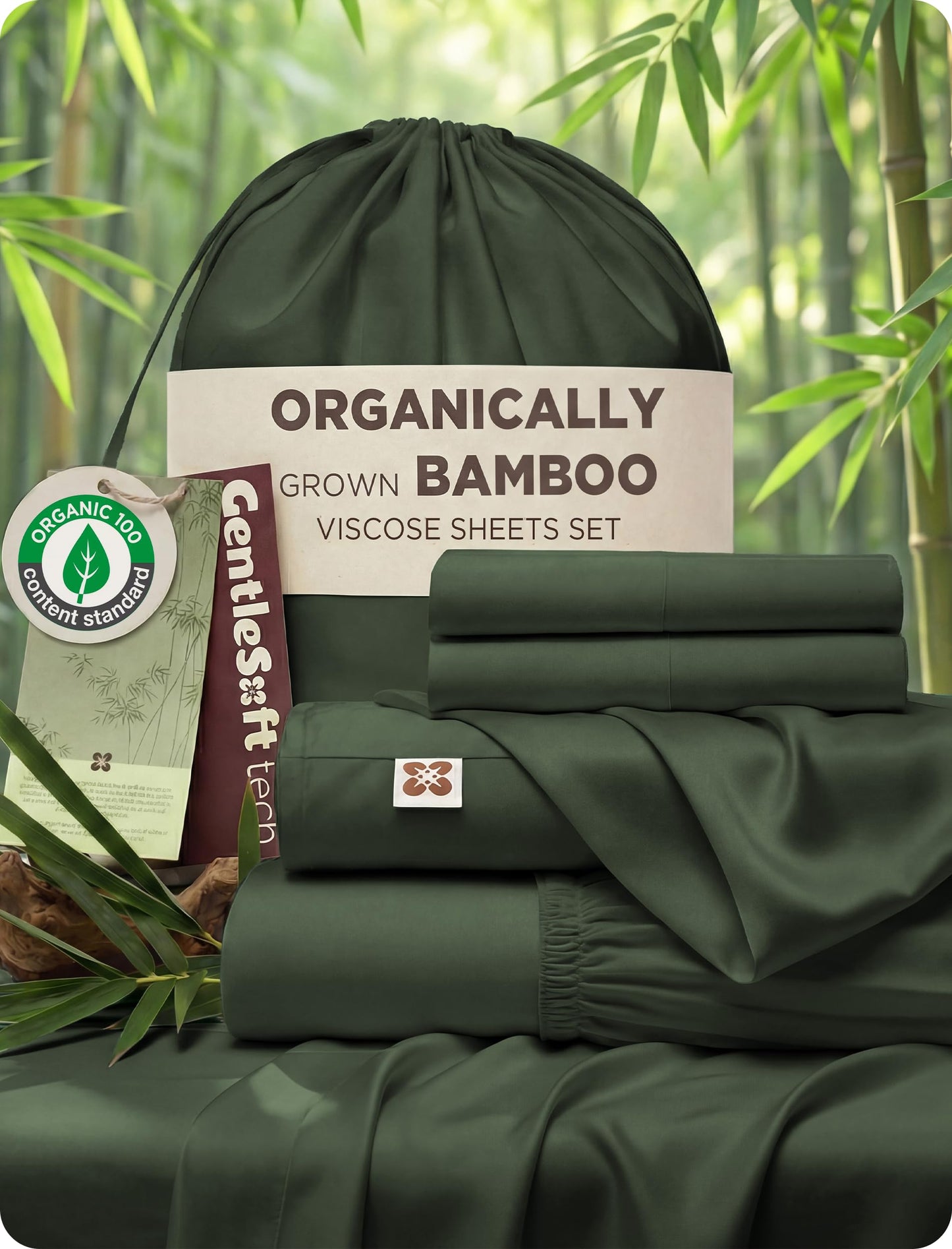 Bamboo Viscose Cooling Bed Sheet Set Deep Pocket Ultra Soft Silky 4 Piece Organic Fabric Sheets