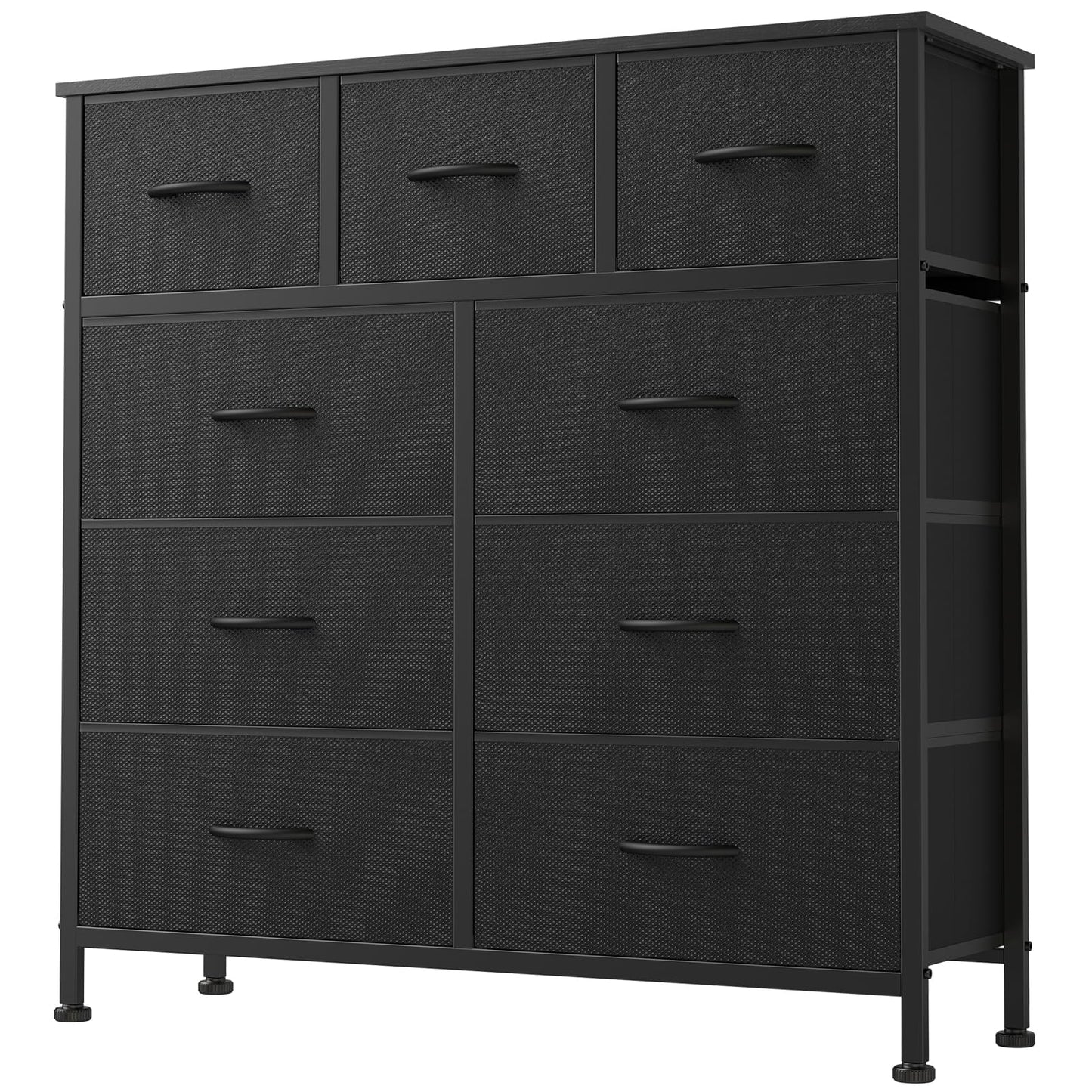 Fabric Dresser Storage Unit with Metal Frame and Wooden Top Chest Organizer