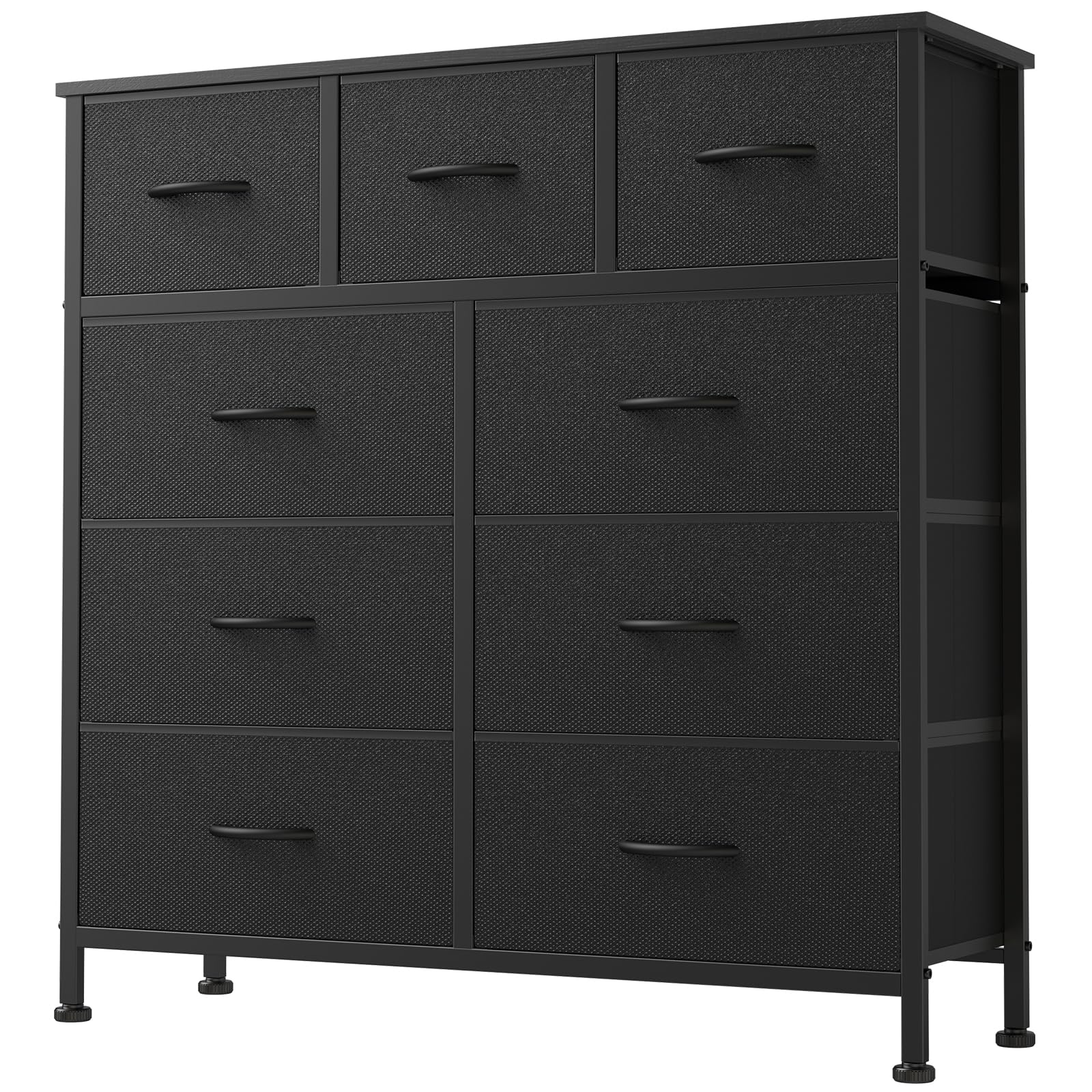 Fabric Dresser Storage Unit with Metal Frame and Wooden Top Chest Organizer