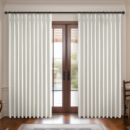 Linen Pinch Pleated Blackout Curtains 2 Panels Drapes for Living Room Bedroom