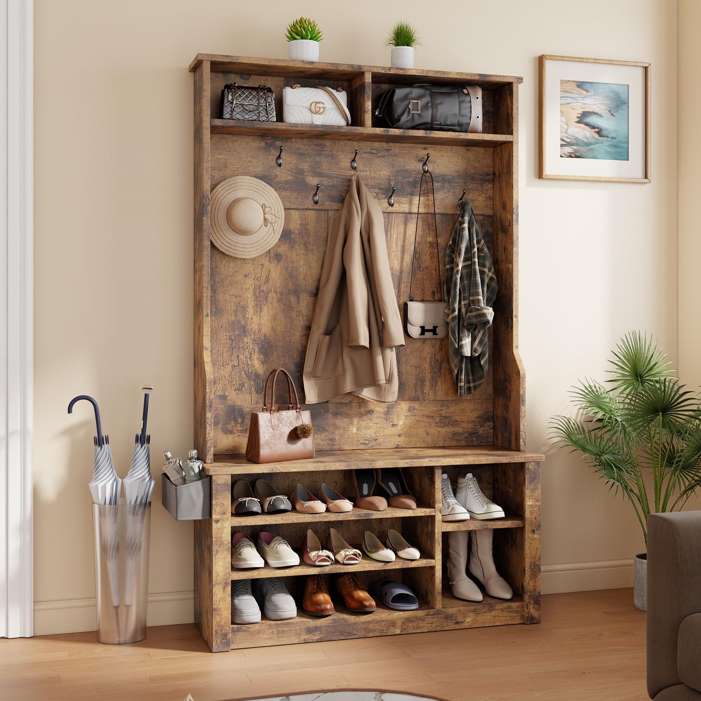 Aiho Hall Tree with Shoe Storage Bench