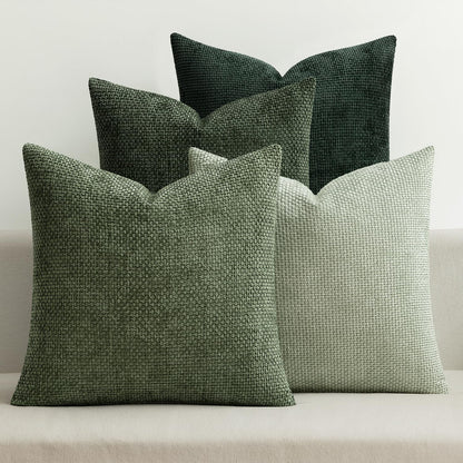 Soft Chenille Throw Pillow Covers Set of 4 Farmhouse Decorative Cushion Covers for Sofa Bedroom Living Room