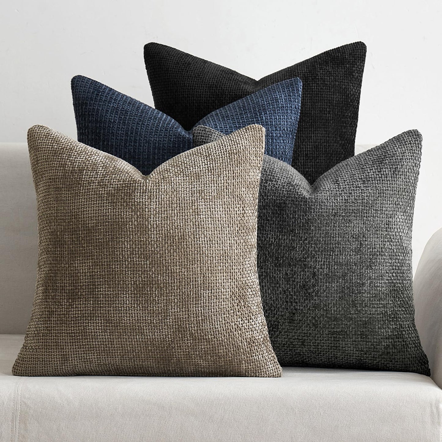 Soft Chenille Throw Pillow Covers Set of 4 Farmhouse Decorative Cushion Covers for Sofa Bedroom Living Room