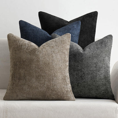 Soft Chenille Throw Pillow Covers Set of 4 Farmhouse Decorative Cushion Covers for Sofa Bedroom Living Room
