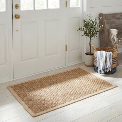 Natural Seagrass Basketweave Area Rug Natural Beige 5x8