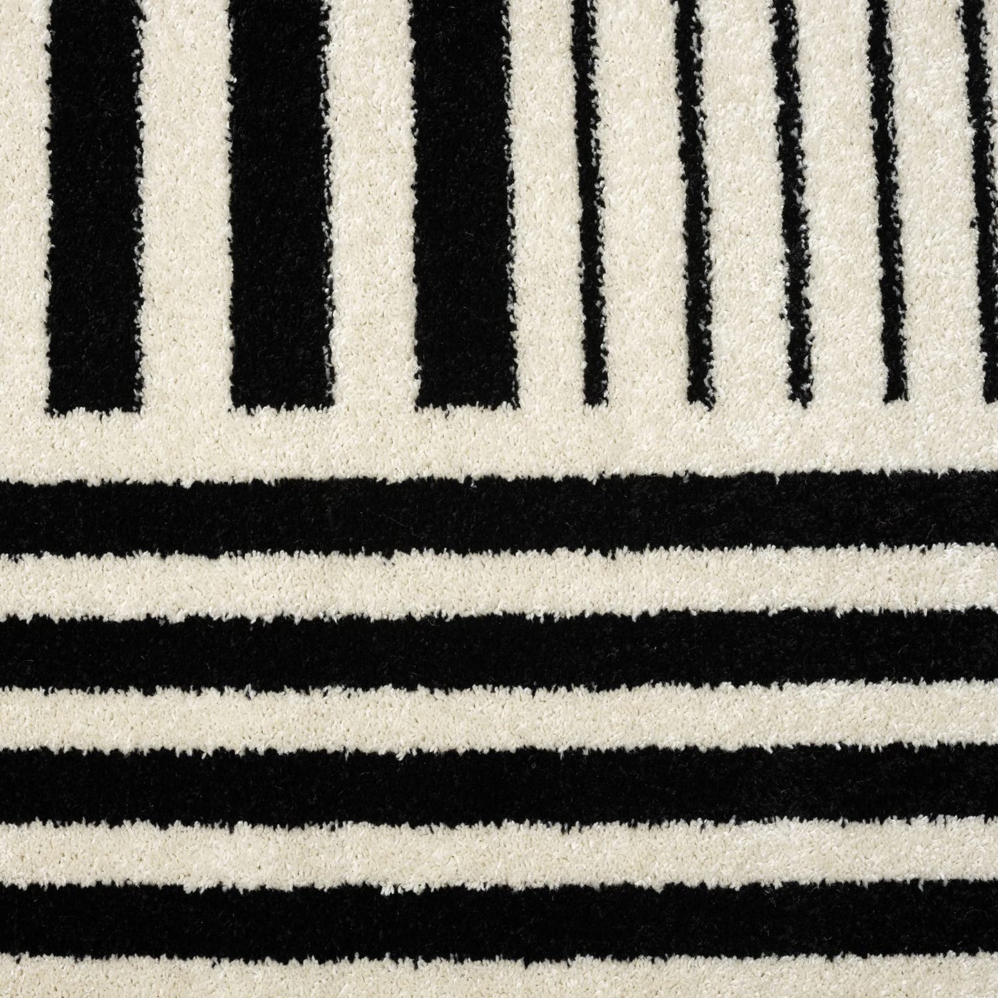 Geometric Beige Black Area Rug 3D Lines Modern Durable High Traffic Rug