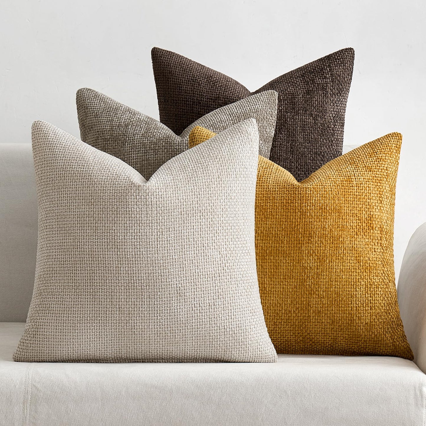 Soft Chenille Throw Pillow Covers Set of 4 Farmhouse Decorative Cushion Covers for Sofa Bedroom Living Room