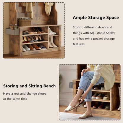 Aiho Hall Tree with Shoe Storage Bench