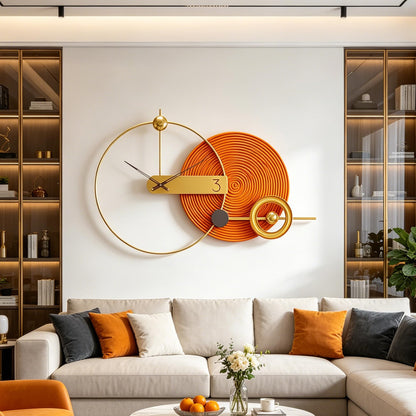 Mid Century Modern Gold Metal Wall Clock Silent Battery Operated 24 Inch Decorative Clock for Living Room Bedroom Office