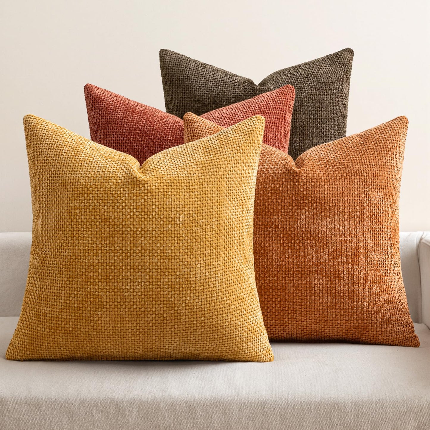 Soft Chenille Throw Pillow Covers Set of 4 Farmhouse Decorative Cushion Covers for Sofa Bedroom Living Room