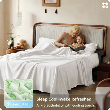 Bamboo Viscose Cooling Bed Sheet Set Deep Pocket Ultra Soft Silky 4 Piece Organic Fabric Sheets