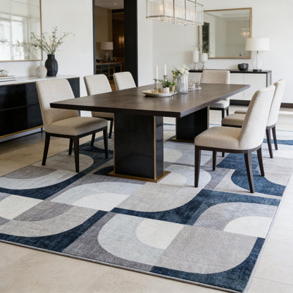8x10 Modern Abstract Grey Area Rug Non-Slip Washable Geometric Rug