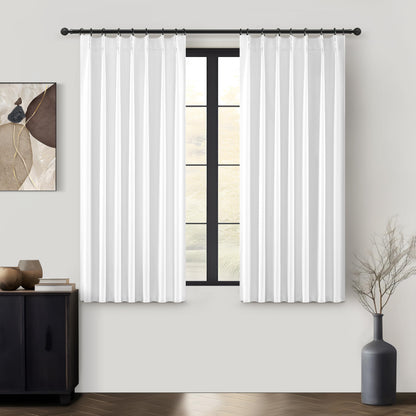 Linen Pinch Pleated Blackout Curtains 2 Panels Drapes for Living Room Bedroom