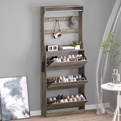 3-Flip Drawer Shoe Cabinet Freestanding Entryway Storage Cabinet
