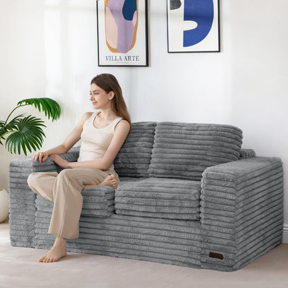 Tufted Loveseat Sofa for Small Spaces No Assembly Bean Bag Style Couch