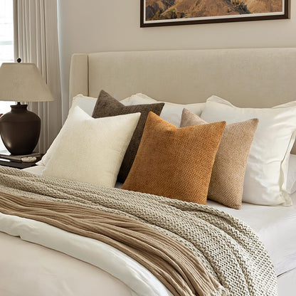 Soft Chenille Throw Pillow Covers Set of 4 Farmhouse Decorative Cushion Covers for Sofa Bedroom Living Room
