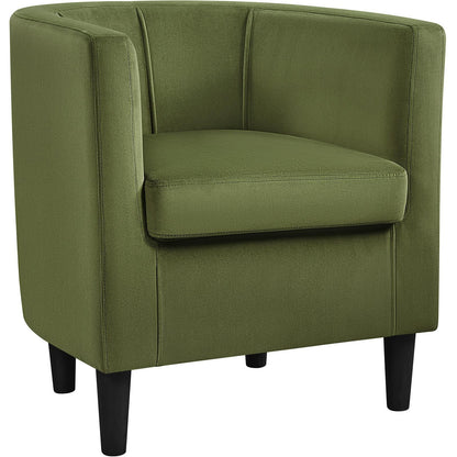 Velvet Armchair with Wide Seat and Wooden Frame for Living Room