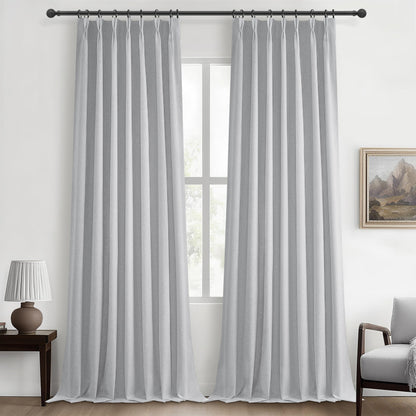 Linen Pinch Pleated Blackout Curtains 2 Panels Drapes for Living Room Bedroom