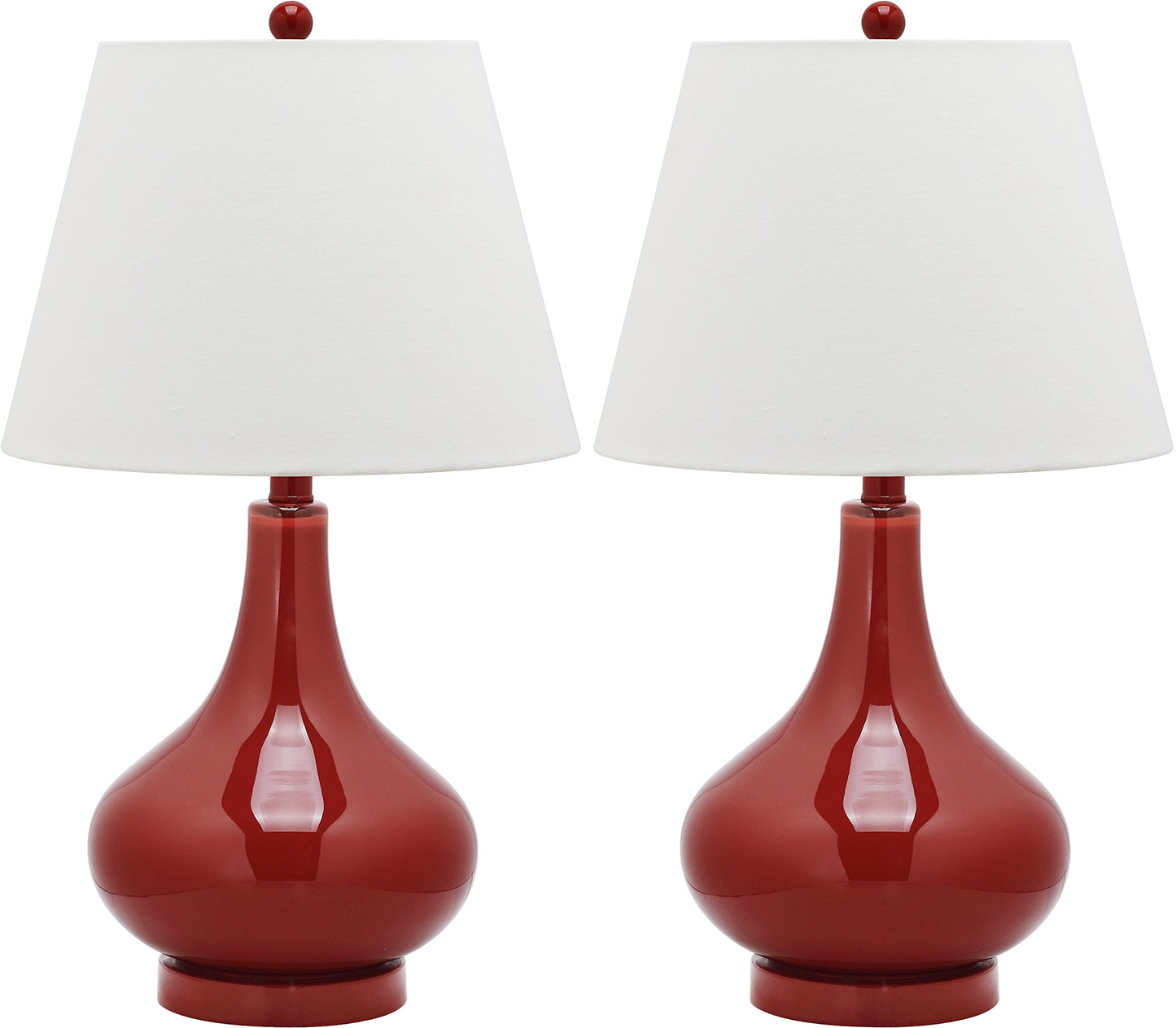 Modern Yellow Glass Gourd Table Lamp Set of 2 Contemporary Bedroom Living Room Desk Lamps LED Bulbs Included