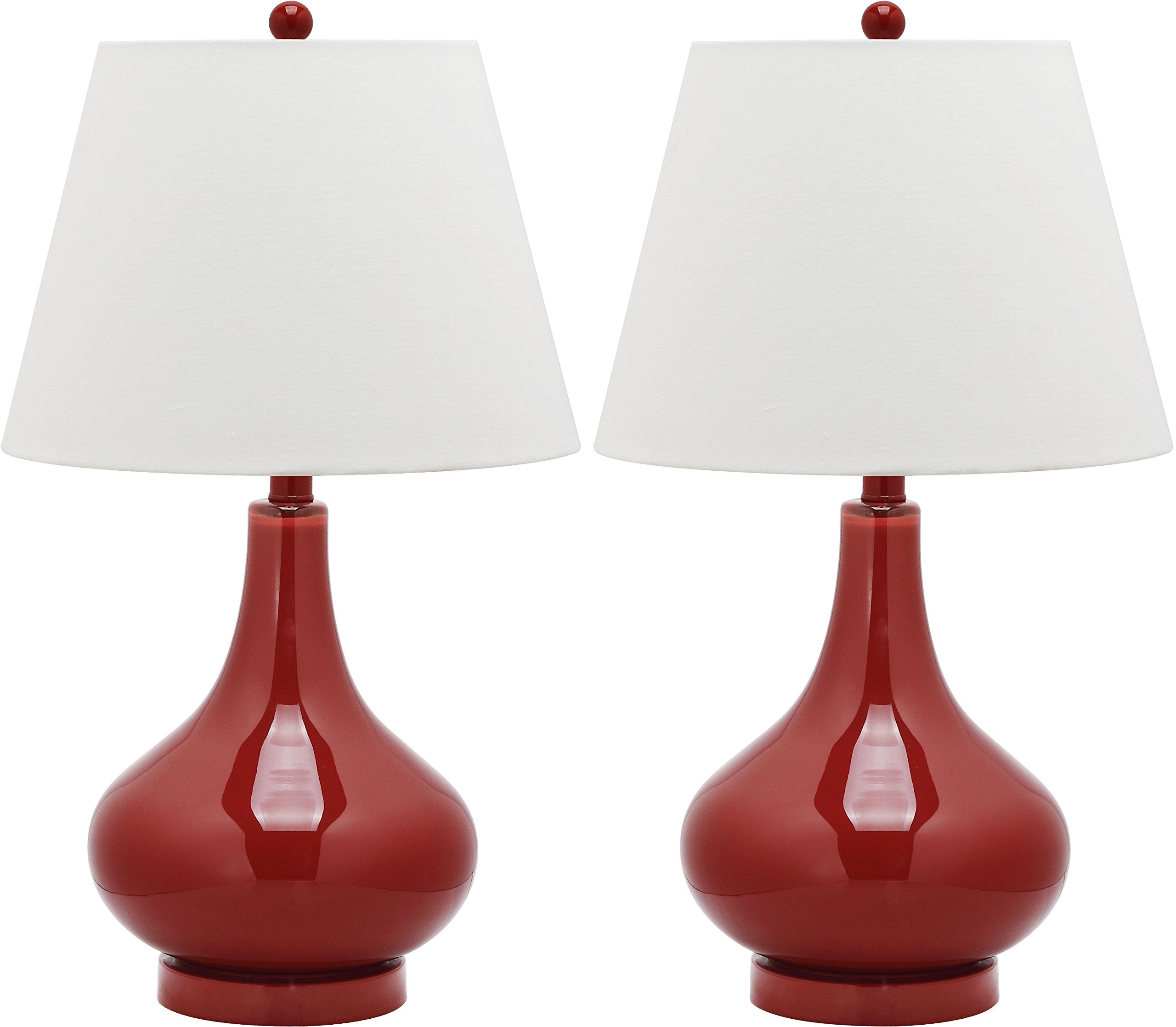 Modern Yellow Glass Gourd Table Lamp Set of 2 Contemporary Bedroom Living Room Desk Lamps LED Bulbs Included