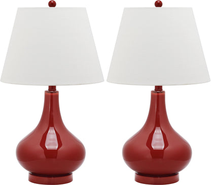 Modern Yellow Glass Gourd Table Lamp Set of 2 Contemporary Bedroom Living Room Desk Lamps LED Bulbs Included