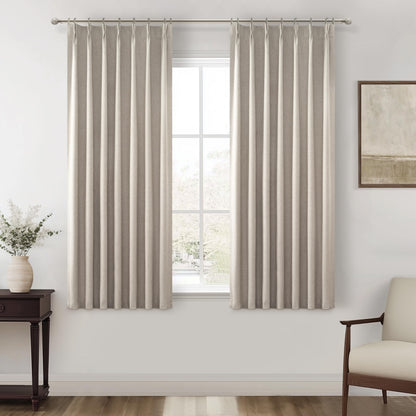 Linen Pinch Pleated Blackout Curtains 2 Panels Drapes for Living Room Bedroom