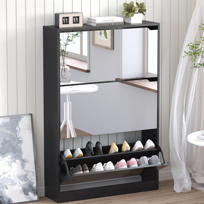 3-Flip Drawer Shoe Cabinet Freestanding Entryway Storage Cabinet