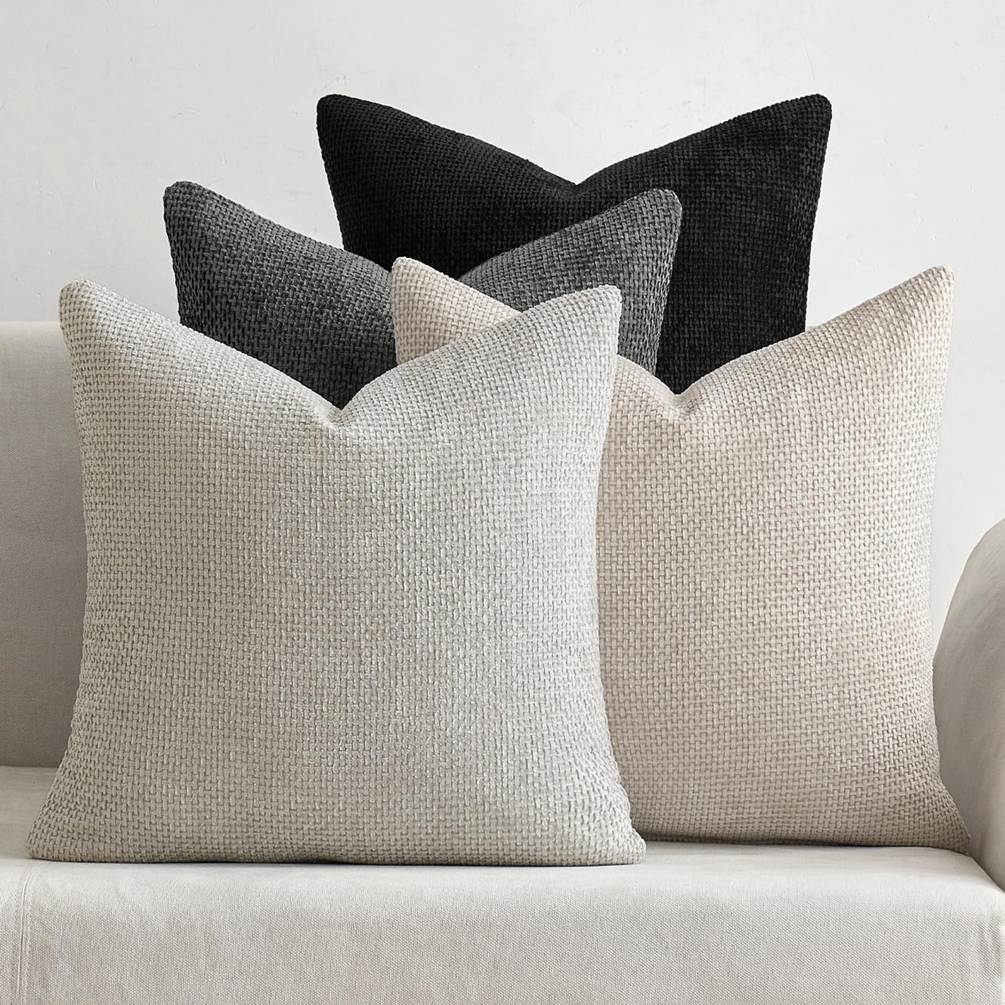 Soft Chenille Throw Pillow Covers Set of 4 Farmhouse Decorative Cushion Covers for Sofa Bedroom Living Room