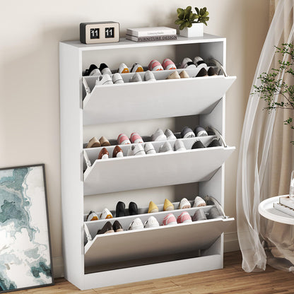 3-Flip Drawer Shoe Cabinet Freestanding Entryway Storage Cabinet